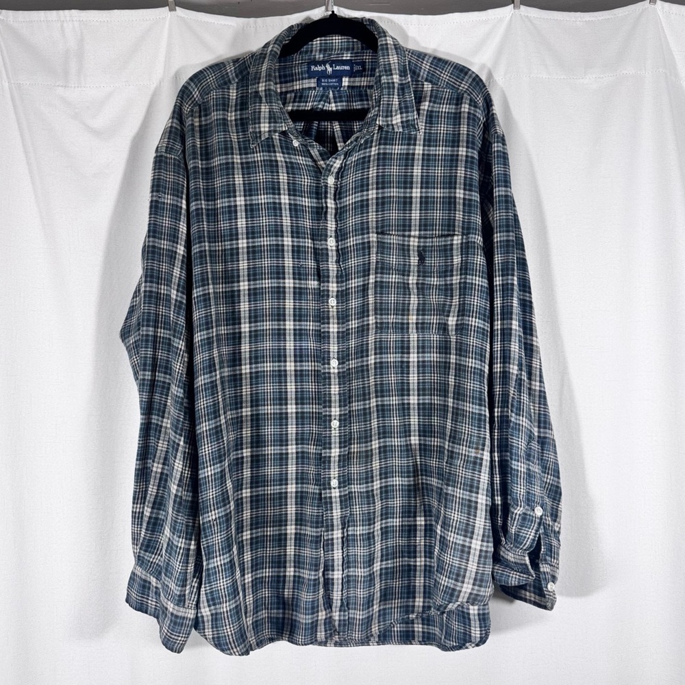 Vintage Polo Ralph Lauren Big Shirt Plaid Flannel Button Down